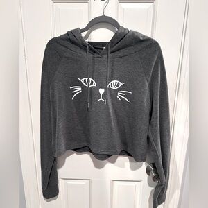 Long Sleeve Hoodie Cat Print Sweatshirt